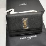 Saint Laurent Kate Medium Chain Bag In Grain De Poudre Black 24Cm 364021 BOW0J 1000 - Image 3