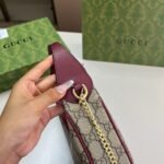 Gucci Ophidia Small Shoulder Bag Beige And Dark Red GG Fabric 22Cm ‎838463 FAE0P 9789 - Image 4