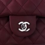 Chanel Medium Classic Double Flap Burgundy Silver Hardware 27Cm - Image 8