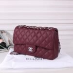 Chanel Medium Classic Double Flap Burgundy Silver Hardware 27Cm - Image 3