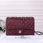 Chanel Medium Classic Double Flap Burgundy Silver Hardware 27Cm - Image 2