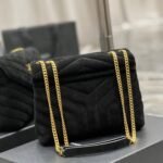 Saint Laurent Loulou Small Flap Bag Suede Black 25Cm - Image 7