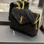 Saint Laurent Loulou Small Flap Bag Suede Black 25Cm - Image 4