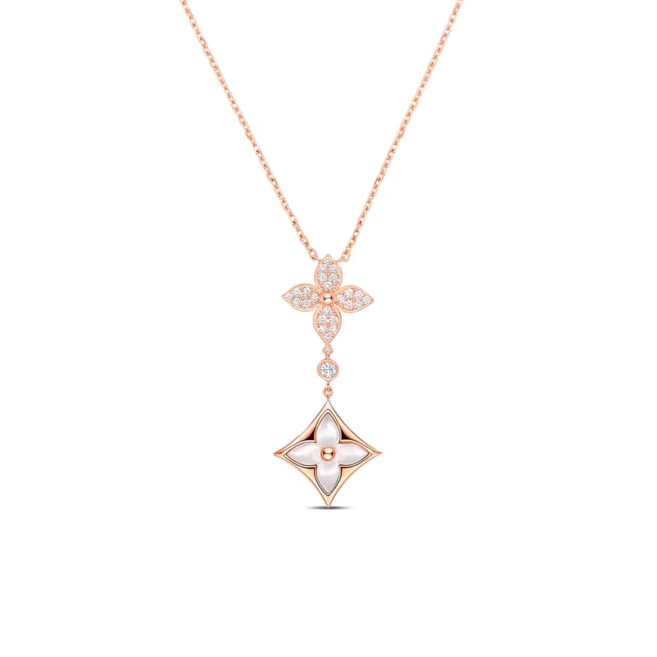 111-3 Louis Vuitton Color Blossom Double Star Necklace Q94676 - Image 1