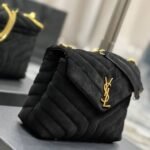 Saint Laurent Loulou Small Flap Bag Suede Black 25Cm - Image 5