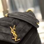 Saint Laurent Loulou Small Flap Bag Suede Black 25Cm - Image 6