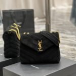 Saint Laurent Loulou Small Flap Bag Suede Black 25Cm - Image 2