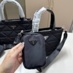 Prada Re Nylon Padded Tote Bag Black 23Cm 1BG373 RDJN F0002 O1O - Image 7