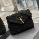 Saint Laurent Loulou Small Flap Bag Suede Black 25Cm - Image 3