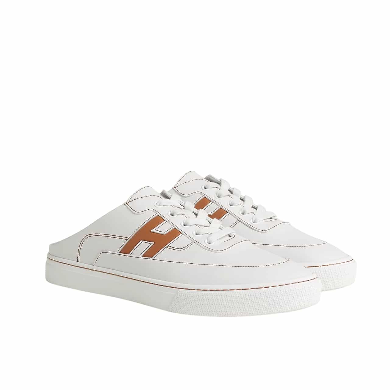 115-2 Hermes Keep Sneaker Blanc And Natural H251913ZHA3415 - Image 1