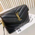 Saint Laurent Loulou Toy Strap Bag In Quilted Y Black With Bronze Toned Metal Hardware 20Cm 678401DV7071000 - Image 4