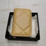 Chanel 19 Card Holder With Zipper Leather Beige Wallet 10Cm - Image 4