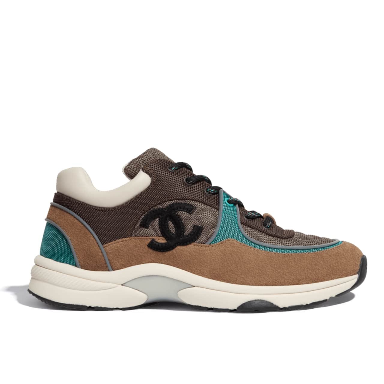 17-2-2 Chanel CC Logo Low Top Trainer Sneakers Brown And White G38301 Y55434 K3161 - Image 1