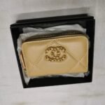 Chanel 19 Card Holder With Zipper Leather Beige Wallet 10Cm - Image 2
