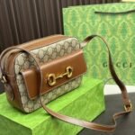 Gucci Horsebit 1955 Small Shoulder Bag Beige Ebony GG Supreme Canvas 22Cm - Image 2