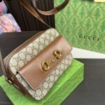 Gucci Horsebit 1955 Small Shoulder Bag Beige Ebony GG Supreme Canvas 22Cm - Image 4