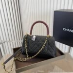 Chanel Medium Coco Handle Bag Gold Hardware Black 23Cm - Image 7