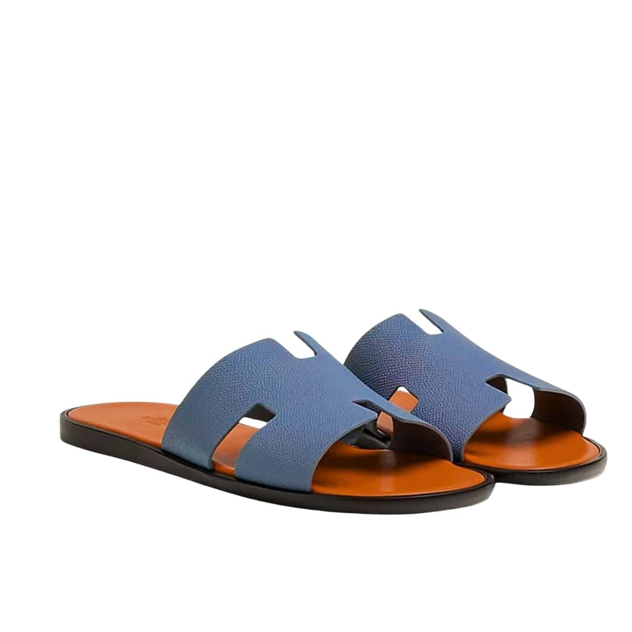 26-7 Hermes Izmir Sandal Bleu Bleuet Orange H221824Z - Image 1