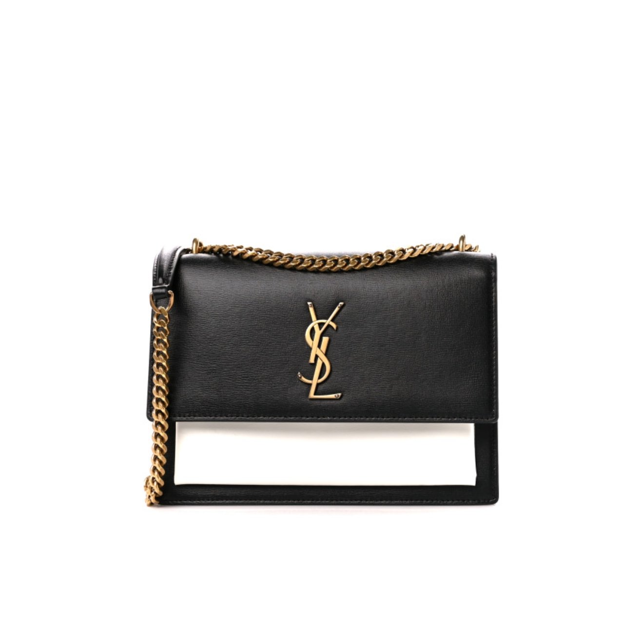 267 Saint Laurent Sunset Smooth Shoulder Bag Bicolor Black And White 23Cm - Image 1