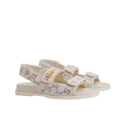 Gucci Moritz GG Monogram Sandals Beige Ebony 771575 G1730 9755
