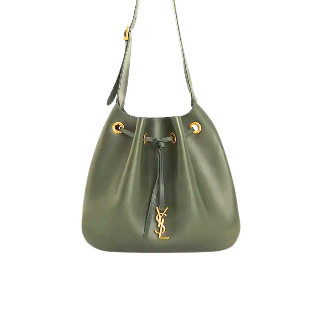 276 Saint Laurent Paris VII Medium Flat Hobo Bag In Smooth Army Green 28Cm - Image 1