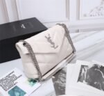 Saint Laurent Loulou Small Chain Bag In Matelassé Y White Silver 29Cm 494699DV7269207 - Image 3