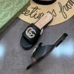 Gucci Double G Slippers Leather Beaded In Black - Image 4