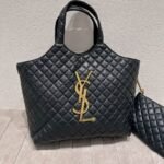 Saint Laurent Icare Shopping Bag In Quilted Black Gold 50Cm - Image 2