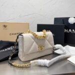 Chanel 19 Flap Bag Shiny Gold And Silver Tone White 26Cm AS1161 B04852 10601 - Image 2