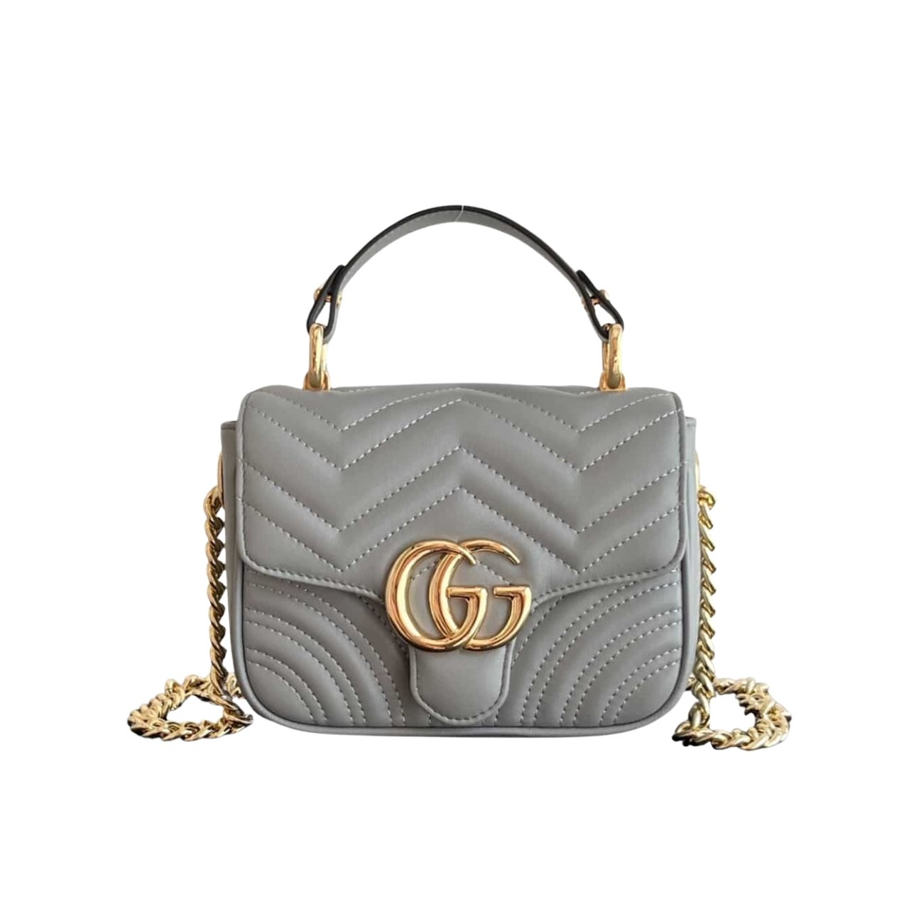 408 Gucci GG Marmont Mini Shoulder Bag Grey 17Cm - Image 1