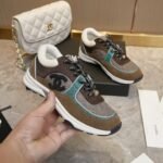 Chanel CC Logo Low Top Trainer Sneakers Brown And White G38301 Y55434 K3161 - Image 5
