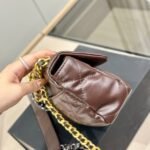 Chanel 19 Flap Bag Shiny Gold And Silver Tone Brown 20Cm - Image 3
