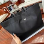 Prada Re-Nylon And Saffiano Leather Tote Bag Black 1BG107RV44F0002VYOX - Image 3