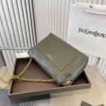 Saint Laurent Kate Medium Chain Bag In Grain De Poundre Khaki 28Cm 364021BOW0W1229 - Image 4