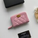 Chanel Boy Flap Card Holder Wallet Gold Pink 11Cm A80603 B10211 NM370 - Image 2