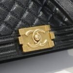 Chanel Boy Medium Handbag Grained And Gold Tone Metal Black 25Cm - Image 6