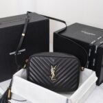 Saint Laurent Lou Camera Bag In Quilted Black Gold 23Cm 612544DV7071000 - Image 2