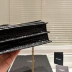 Saint Laurent Sunset Medium Chain Bag In Crocodile-Embossed Black 22Cm 442906DND0J1000 - Image 6