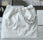 Chanel 22 Handbag White With Silver 42Cm AS3261 - Image 7