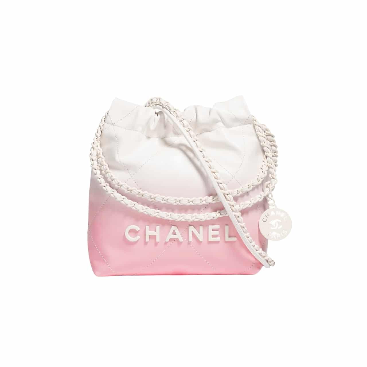 xr:d:DAF4OnkYemU:1744,j:2830936162218778847,t:24040408 Chanel 22 Mini Handbag Patent Gradient Calfskin Pink 20Cm - Image 1