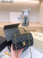 Chanel Mini Flap Bag With Gold Hardware Top Handle Black 21Cm AS2431 - Image 3