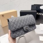 Chanel Medium Classic Flap Bag Silver Hardware Grey 25Cm - Image 2