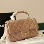 Chanel Mini Classic Handbag With Top Handle Dark Beige 20Cm AS2431 B18237 NZW53 - Image 2