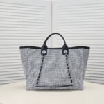 Chanel Large Deauville Tote Bag Bicolor Gray 40Cm - Image 10