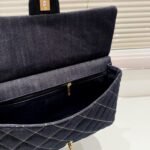 Chanel Classic Flap Bag In Denim Dark Blue 30Cm - Image 4