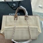 Chanel Deauville Medium Tote Beige And Brown Canvas 38Cm - Image 5
