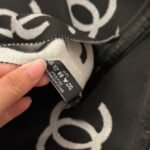 Chanel Wool Cashmere CC Scarf Black White 180Cm - Image 9