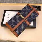 Gucci Jackie 1961 Continental Chain Wallet GG Denim Blue 19Cm - Image 3