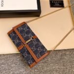 Gucci Jackie 1961 Continental Chain Wallet GG Denim Blue 19Cm - Image 8