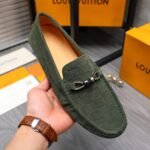Louis Vuitton LV Damier Suede Leather Loafers In Dark Green - Image 2